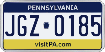 PA license plate JGZ0185