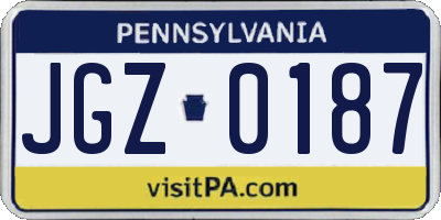 PA license plate JGZ0187