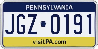 PA license plate JGZ0191