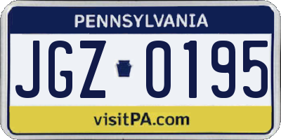 PA license plate JGZ0195