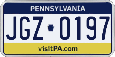 PA license plate JGZ0197