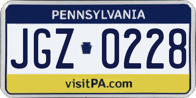PA license plate JGZ0228