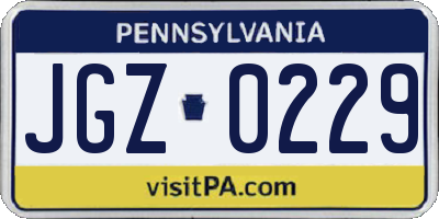 PA license plate JGZ0229