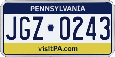 PA license plate JGZ0243