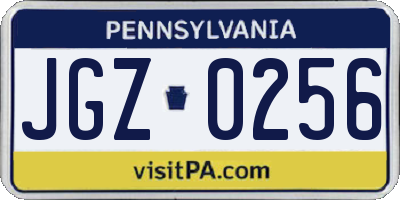 PA license plate JGZ0256