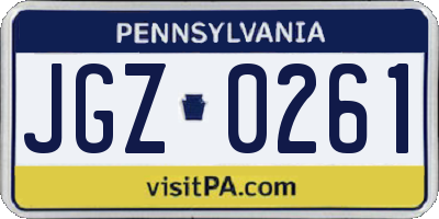 PA license plate JGZ0261