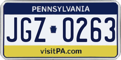 PA license plate JGZ0263