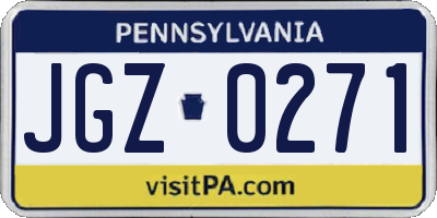 PA license plate JGZ0271
