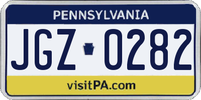 PA license plate JGZ0282