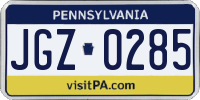 PA license plate JGZ0285