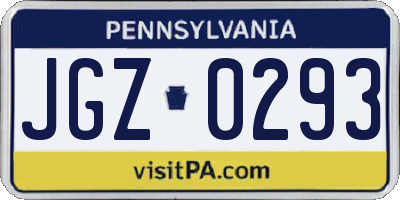 PA license plate JGZ0293