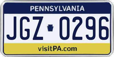 PA license plate JGZ0296