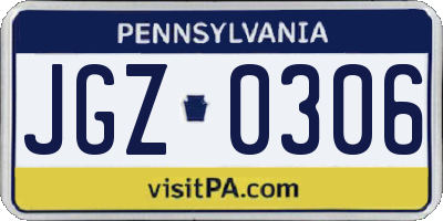 PA license plate JGZ0306