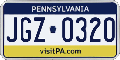 PA license plate JGZ0320