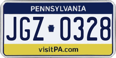 PA license plate JGZ0328