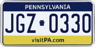 PA license plate JGZ0330