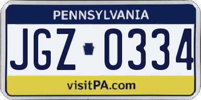 PA license plate JGZ0334