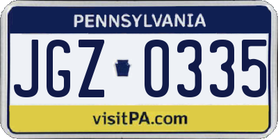 PA license plate JGZ0335