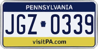 PA license plate JGZ0339
