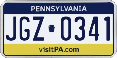 PA license plate JGZ0341
