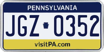 PA license plate JGZ0352