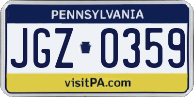 PA license plate JGZ0359