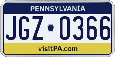 PA license plate JGZ0366