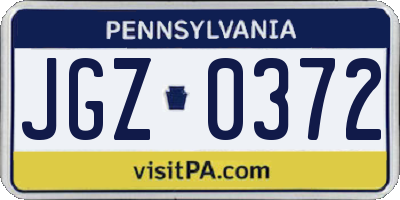 PA license plate JGZ0372