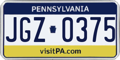 PA license plate JGZ0375