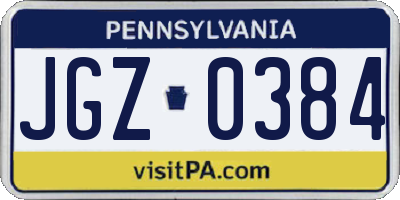 PA license plate JGZ0384