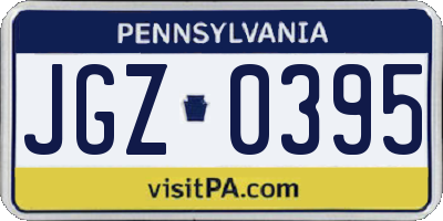 PA license plate JGZ0395