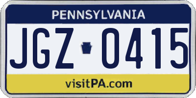 PA license plate JGZ0415