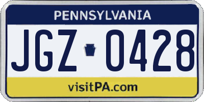 PA license plate JGZ0428