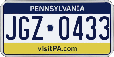 PA license plate JGZ0433