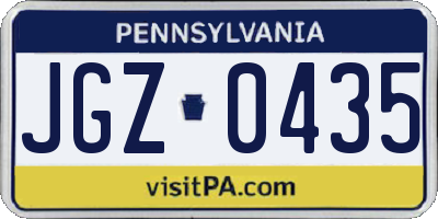 PA license plate JGZ0435
