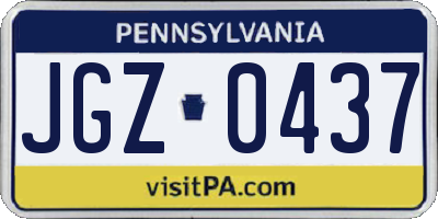 PA license plate JGZ0437