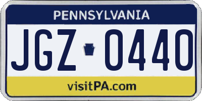PA license plate JGZ0440