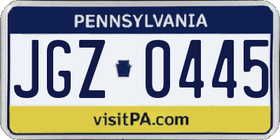 PA license plate JGZ0445
