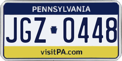 PA license plate JGZ0448