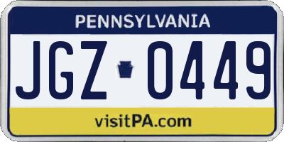 PA license plate JGZ0449