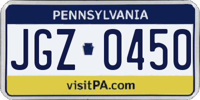 PA license plate JGZ0450