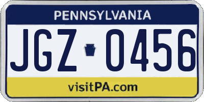 PA license plate JGZ0456