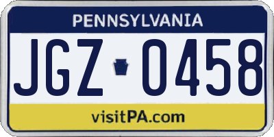 PA license plate JGZ0458
