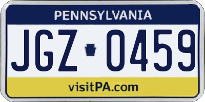 PA license plate JGZ0459