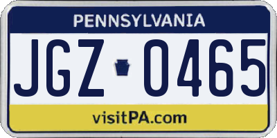 PA license plate JGZ0465