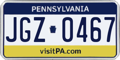 PA license plate JGZ0467