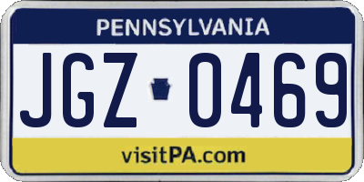 PA license plate JGZ0469