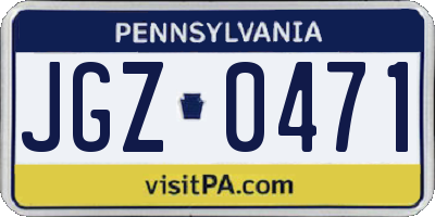 PA license plate JGZ0471