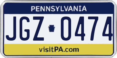 PA license plate JGZ0474