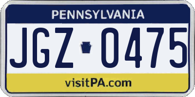 PA license plate JGZ0475